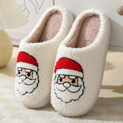 Levant Fashion Christmas Home Slippers Cute Cartoon Santa Claus Cotton Slippers
